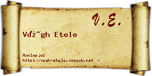 Végh Etele névjegykártya