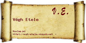 Végh Etele névjegykártya